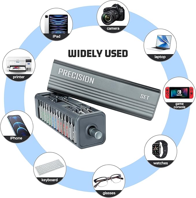 49 in 1 Electronics Precision Screwdriver Set, Professional Magnetic Repair Tool Kit with Stainless Steel Handle and 20 Bits for Computer, PC, iPhone, Laptop, Watch, Xbox, PS5, Ring Doorbell