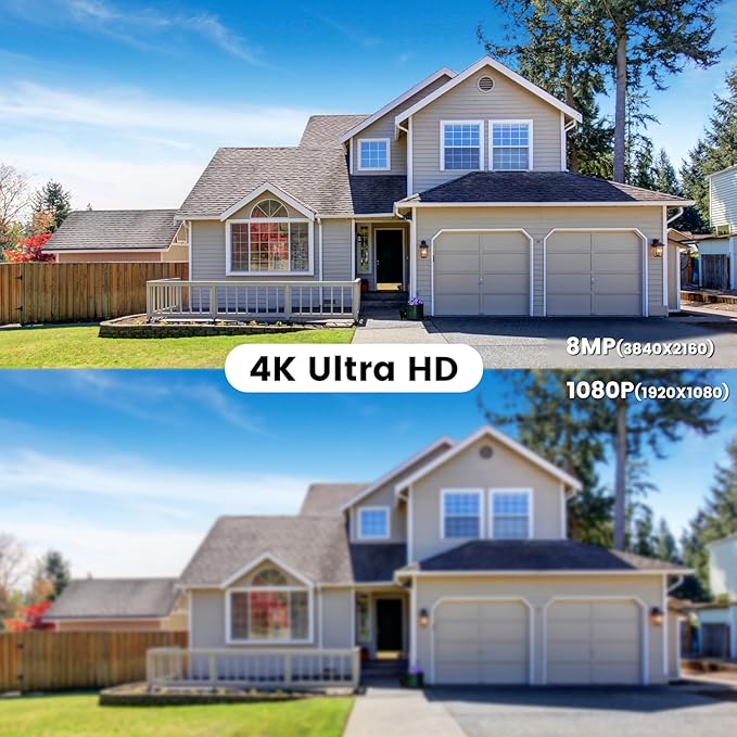 Anpviz 4K PoE Camera Turret 8MP IP Camera Outdoor, PoE Security Cameras with AI Human Vehicle Detection, 100FT Smart Dual Light Color Night Vision, Built-in Mic, IP66 Waterproof (U Series)