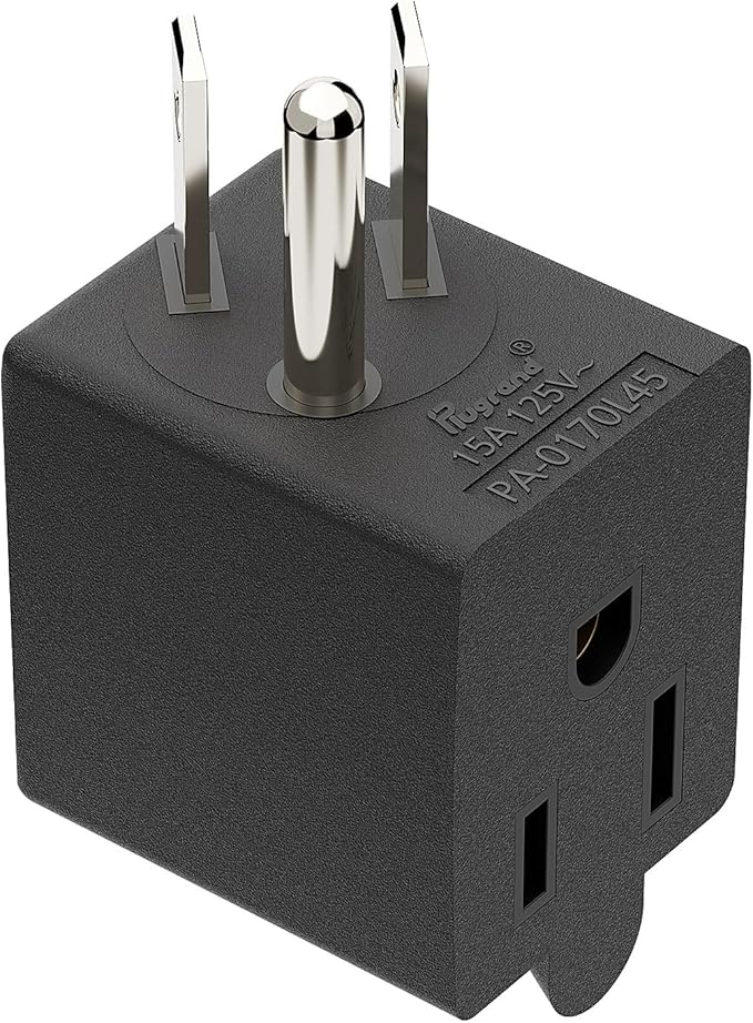 90 Degree Adaptor Leftward Angled Angled USA 3-Prong Male-Female Adapter,90 Degree Angled USA Male Female Power Adapter, 5-15P to 5-15R Direction Changer Space Save Adapter Black PA-0170L45