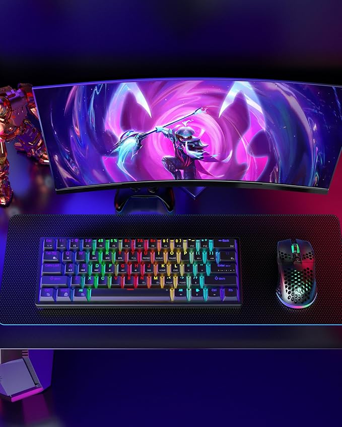 SM600 Honeycomb Shell Gaming Mouse Wireless,Tri-Modes BT5.1/2.4G Wireless/Type-C Wired Gamer Mouse with 2 Side Buttons, Macro Programmable and RGB Light for PC/Mac/Laptop,Black