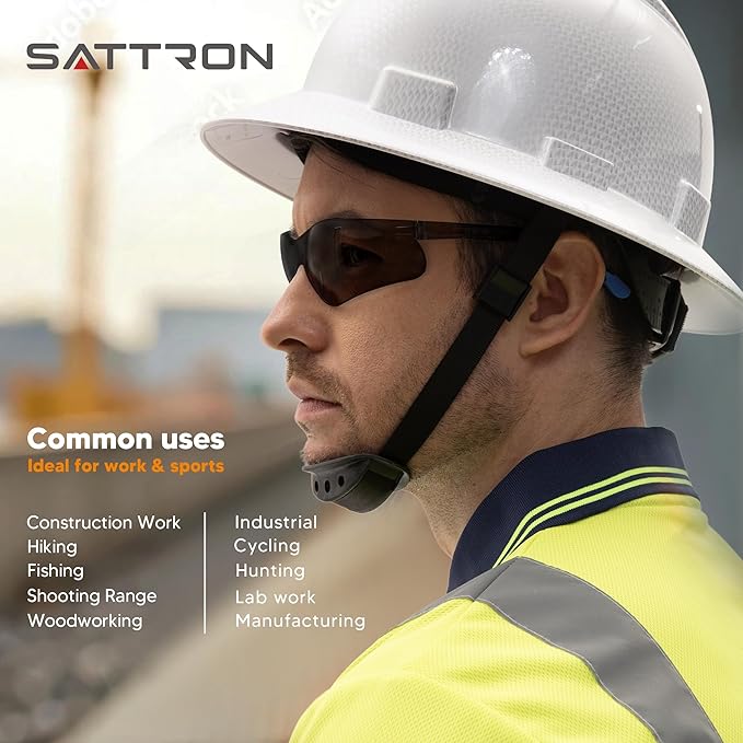 Tinted Safety Glasses 24pk, Safety Sunglasses Bulk UV Protection ANSI Z87.1, Protective Eyewear Scratch Impact Resistant Safety Goggles for Men Women Work Construction Lab Smoke Grey& Blue Frame