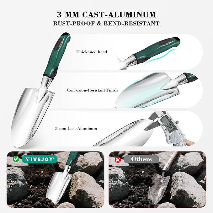 Garden Tool Set, Gardening Gifts for Women, Men, Mom, Dad, 11-Piece Heavy-Duty Aluminum Hand Tools Set with Tote Bag, Ergonomic Handles, Rust-Proof Starter Garden Kits, Gardening Essentials & Supplies