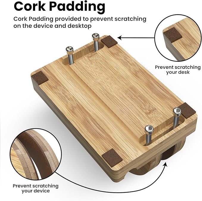 Kothar Premium Wood Vertical Laptop Stand - Adjustable Single Slot Bamboo Holder for MacBook, Dell, HP, and More | Space-Saving Desktop Organizer | Eco-Friendly, Sleek & Durable Design