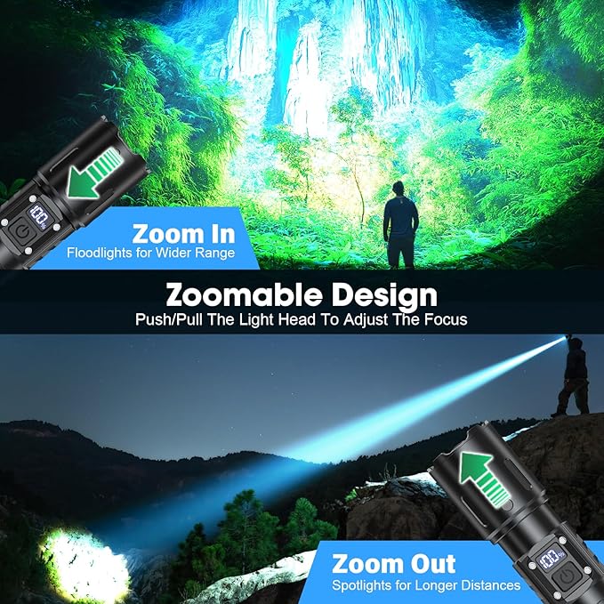 Hoxida Rechargeable LED Flashlights High Lumens, 2000LM Super Bright Flashlight with Memory Function & Stepless Dimming, 5 Modes Powerful Waterproof Handheld Flashlight for Camping Emergencies