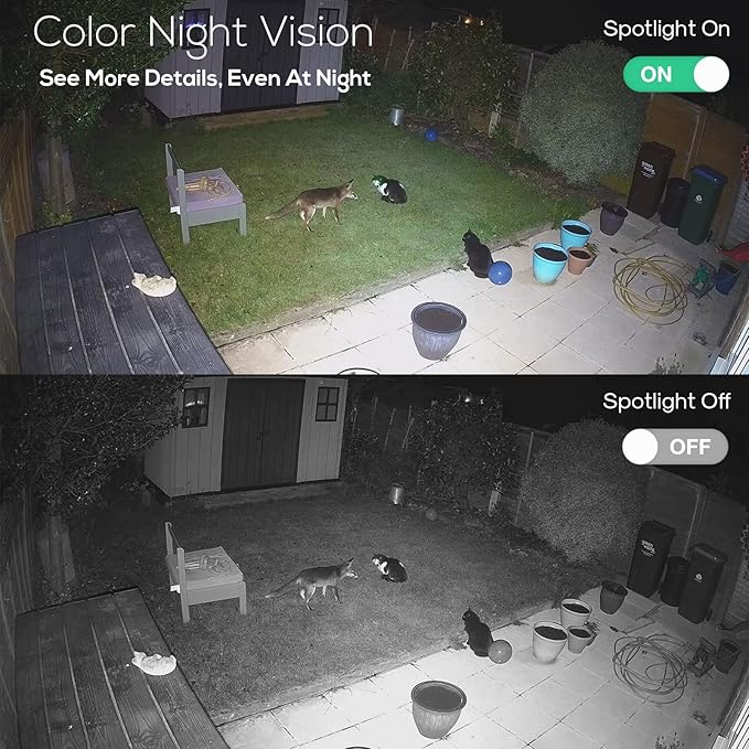 Kittyhok Black Solar Security Cameras Wireless Outdoor System, 5G/2.4G WiFi, 4pcs 2K Ultra Pan/Tilt Home Solar Security Camera with Human Detection, Spotlight, 10CH WiFi-6 NVR, 60 Days Local Storage