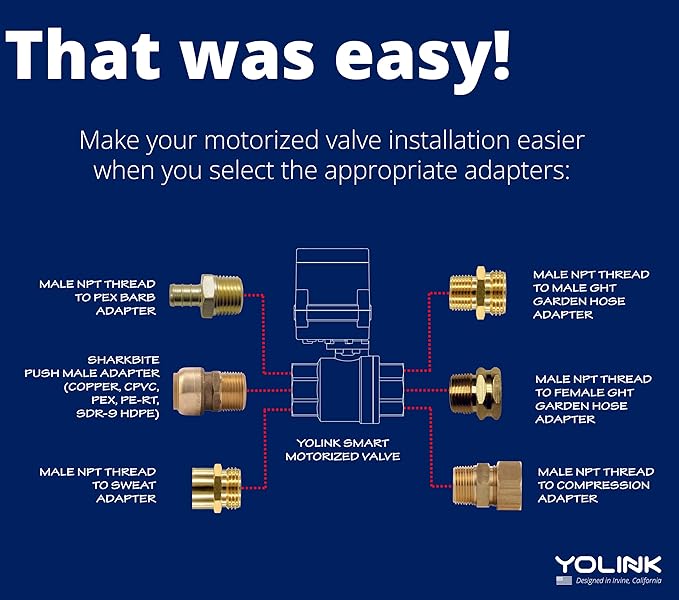 NSF Certified YoLink X3 Valve Controller Kit, 2" Stainless Ball Valve, LoRa Long Range, 10+ Year Lithium, D2D with Leak Sensors & Fob, Alexa/IFTTT/Home Assistant, Hub Required