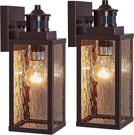 2 Pack Bronze Motion Sensor Outdoor Wall Lights,Updated Dusk to Dawn Outdoor Lighting, Exterior Light Fixtures Wall Mount,Waterproof Porch Light Outside Lights for House