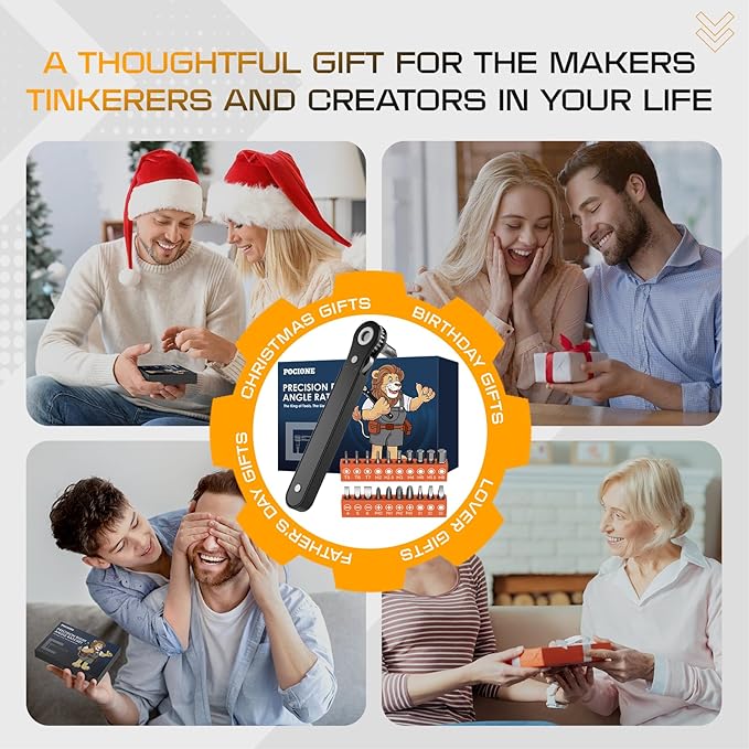 Tools for Men Gifts Right Angle Screwdriver: T5 T6 T7 Torx Star Bit & Ratchet Allen Wrench Drill Bit Set + Square Drive Bit & Small Ratcheting Wrench Screwdriver Set, Men Husband Dad Stocking Stuffers