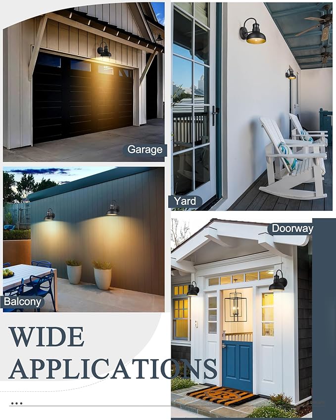 7“ Motion Sensor Outdoor Lights, Outdoor Light Fixture Dusk to Dawn with E26 Base Socket, IP65 Waterproof Outside Wall Light for Barn, Balcony, Entrance, Front Door, Porch, 2210SBK(G)-1