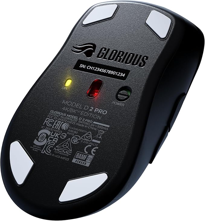 Glorious Gaming Model D 2 PRO 4K/8K Wireless Gaming Mouse - 2.4GHz, 1ms delay, 4K/8K Polling, 100M clicks, 62g Superlight, Long Battery, 26K DPI BAMF 2.0 Sensor, Ergonomic, 6 Buttons