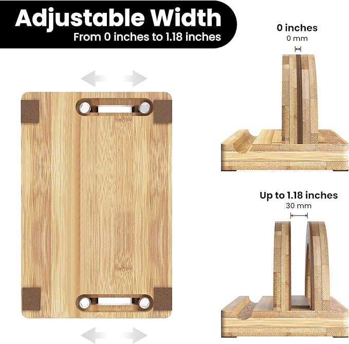 Kothar Premium Wood Vertical Laptop Stand - Adjustable Single Slot Bamboo Holder for MacBook, Dell, HP, and More | Space-Saving Desktop Organizer | Eco-Friendly, Sleek & Durable Design