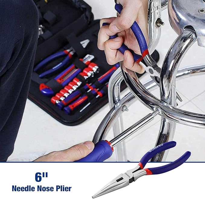 WORKPRO Home Tool Kit, 100 Piece Kitchen Drawer Household Hand Tool Set with Easy Carrying Pouch