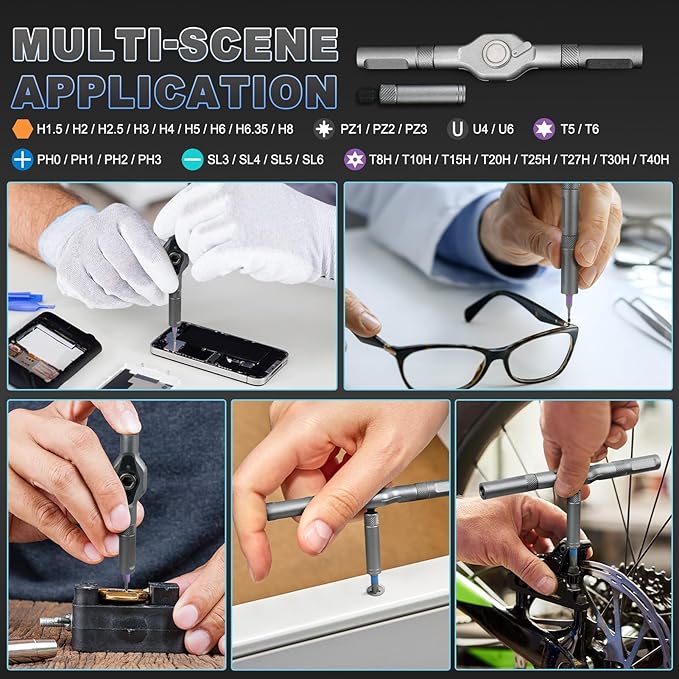 42 in 1 Magnetic Ratchet Screwdriver Set with Ratchet Handle, Complete Repair Kit for Furniture Assembly, Electronics, Bicycle Maintenance and DIY