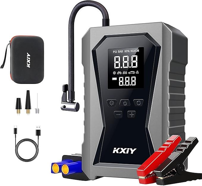 Air Jump Starter with Air Compressor, Car Battery Jumper Starter Portable (6.0 Gas/3.0L Diesel) with 150PSI Cordless Auto-Shutoff Tire Inflator, 12V Battery Charger Booster