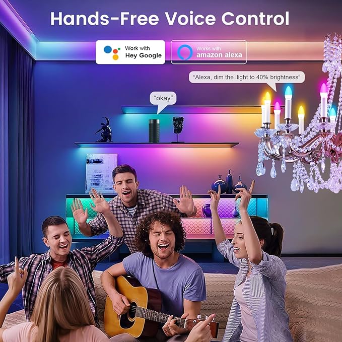 OHLUX Smart Candelabra LED Light Bulbs, 4W 40W Equivalent E12 Base, Compatible with Alexa Google Assistant, Color Changing Bulbs with 16 Million Colors, 2.4GHz WiFi, 4 Pack