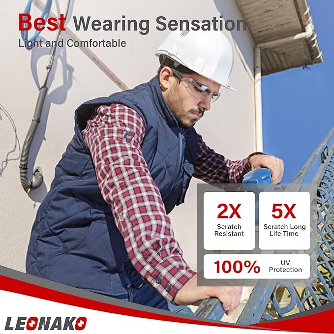 Clear Safety Glasses for Men Bulk of 24, Safety Goggles with Polycarbonate ANSI Z87.1 Impact Resistant Lens, Anti Scratch Protective Eyewear