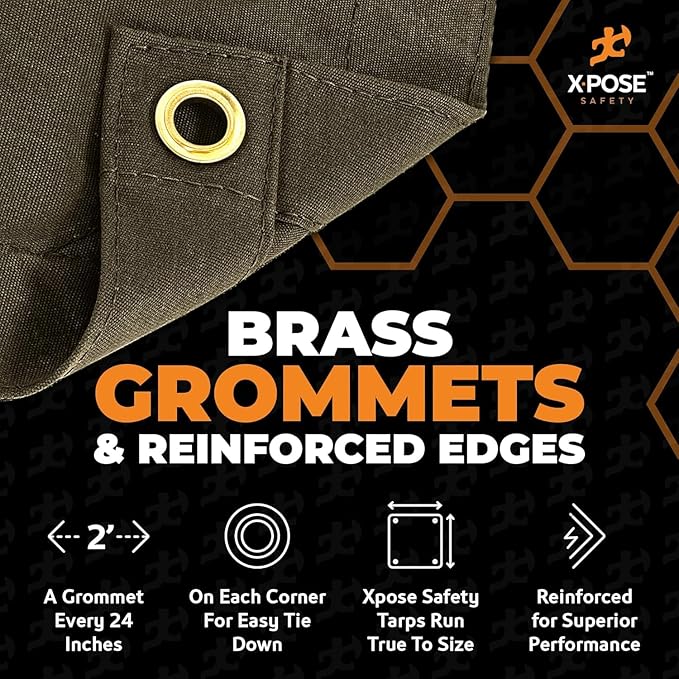 Xpose Safety Canvas Tarp - 10oz Olive Drab Canvas Tarps Heavy Duty Water Resistant with Brass Grommets- Multipurpose Outdoor Tarpaulin for Camping, Canopy, Trailer, Equipment Cover 6' x 10' (2 Pack)