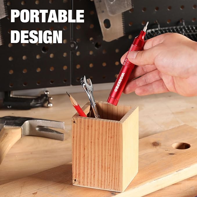 WORKPRO 24 in 1 Multi Bit Mini Screwdriver Set Magnetic, Manual Pen Screwdrivers, Tough S2 Steel Small Screwdriver Bits for Eyeglass, Watch, Laptop, Phone, Jewelry and Electronic, Red