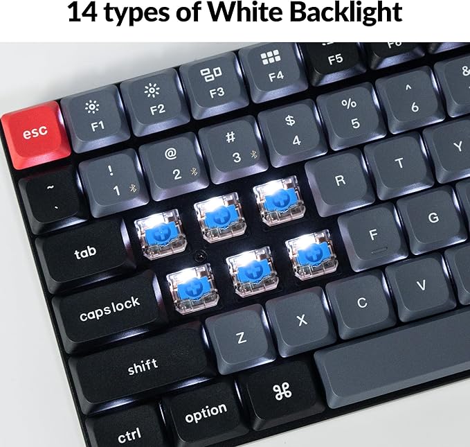 Keychron K17 Pro QMK/VIA Low-Profile Custom Wireless Mechanical Keyboard 96% Layout Programmable Knob Bluetooth/Wired White Backlight Compatible with Mac Windows Linux