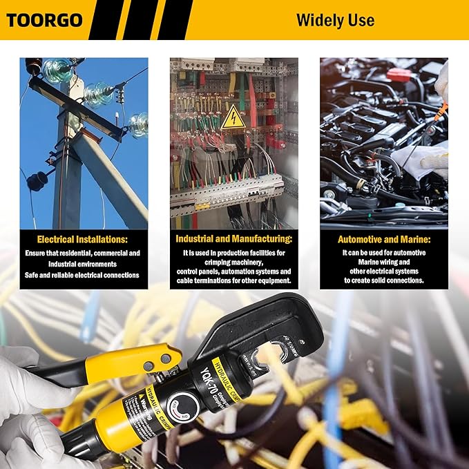 Cable Lug Crimping Tool, 12 AWG to 2/0 AWG Hydraulic Plier, 6 Ton Hand Crimping Tool for Wires, Terminal, Lug, Crimping Tool Kit with 9 Dies