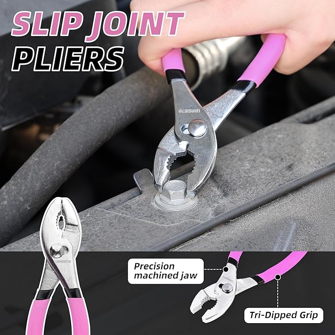 40-Piece Home Tool Kit with Easy Carrying Box, Small Basic Hand Tool Set Perfect for DIY Building, Home Maintenance and Woodworking, Great for College Students - PINK