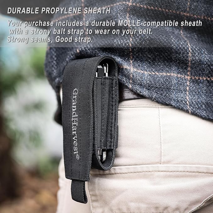 Multitool, 25-in-1 Spring Loaded Pliers Multi Tool, Each Tools with Safety Lock-Stainless Steel Multi-Tool, Propylene Sheath, Survival Gear for Camping, Hiking, Multi Plier, Pocket Knife