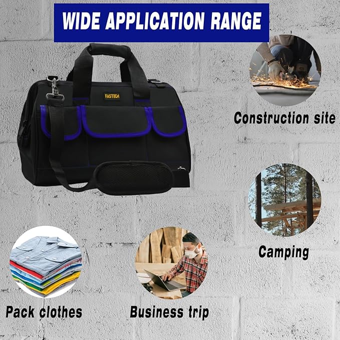 18 Inch Tool Bag,Waterproof Wide Mouth Tool Kit Heavy Duty Tool Bag Organizer, Tool Storage Package For Men/Women (18IN Blue)