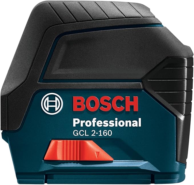 BOSCH GCL 2-160 65 Ft Self-Leveling Cross-Line Laser with Plumb Points, Includes Magnetic Rotating Mount, Ceiling Grid Clip, Laser Target Plate, 3 AA Batteries, & Hard Carrying Case