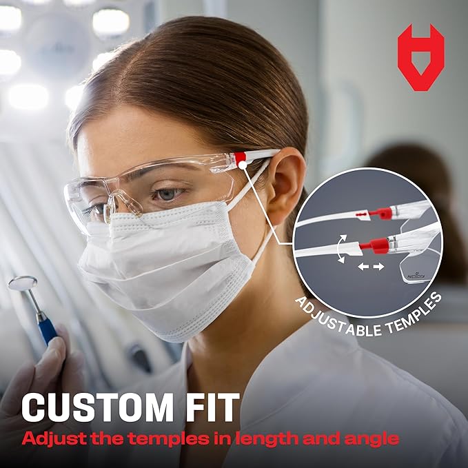 NoCry Clear Safety Glasses for Men and Women; Lightweight Work Glasses with Adjustable Frames and No-Slip Grips; Scratch Resistant Anti Fog Safety Glasses with Superior UV Protection, ANSI Z87.1 Rated