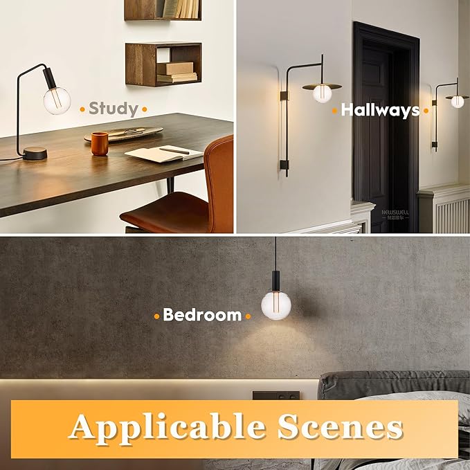 Large Globe Light Bulb, Vintage Edison Dimmable LED Bulb, 3.5W Low Lumen Eye-Caring Soft Dim Lighting for Mood(Not Daylight White), E26 Medium Base, Giant Round Glass Cover Clear RN G125