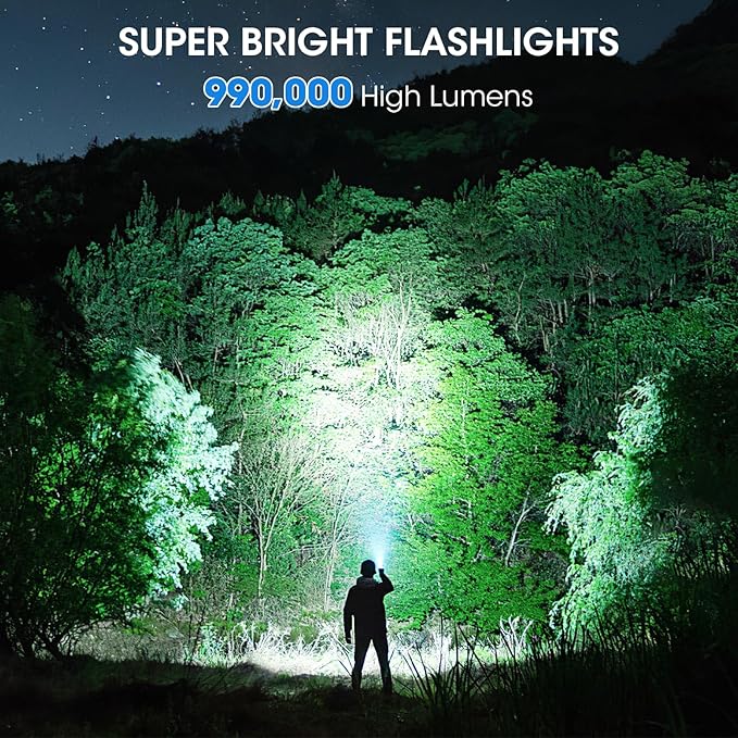 Rechargeable 90,000 High Lumens Flashlights - 3 Pack Super Bright LED Flash Light for Home with 5 Modes, Powerful Waterproof Handheld Flashlight for Camping Emergencies (L-3P)