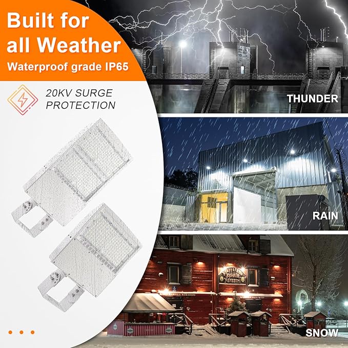 150W White LED Parking Lot Light, 21000LM LED Shoebox Area Light [500W MH/HPS Equiv.], 5000K Dimmable Outdoor Street Lighting Fixture with Surge Protection Built-in, IP65 AC100-277V UL&DLC Listed