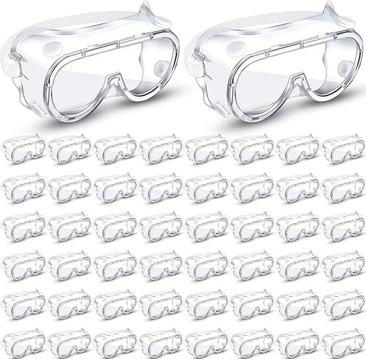 Macarrie 50 Pcs Anti-Fog Safety Goggles Bulk Anti Scratch Lab Goggles Over Glasses for Men Women Nurse Medical Chemistry Work