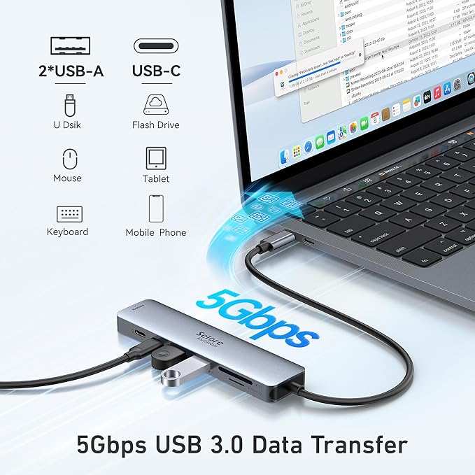 USB C Hub HDMI Adapter for MacBook Pro/Air, 7 in 1 USBC Dongle with HDMI, SD/TF Card Reader, USB C Data Port,100W PD, and 2 USB 3.0 Compatible for MacBook Pro/Air, Dell XPS, Lenovo Thinkpad.