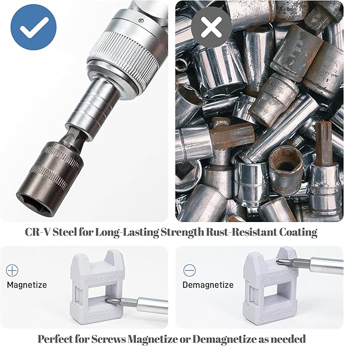 Precision Ratcheting Screwdriver Set, 68 in 1 Socket Set & Magnetic Screwdriver Bit Set with Rotatable Ratchet Handles and Extensions Bar for Phone/Computer/Bike/Car/Electronics Maintenance (Gray)