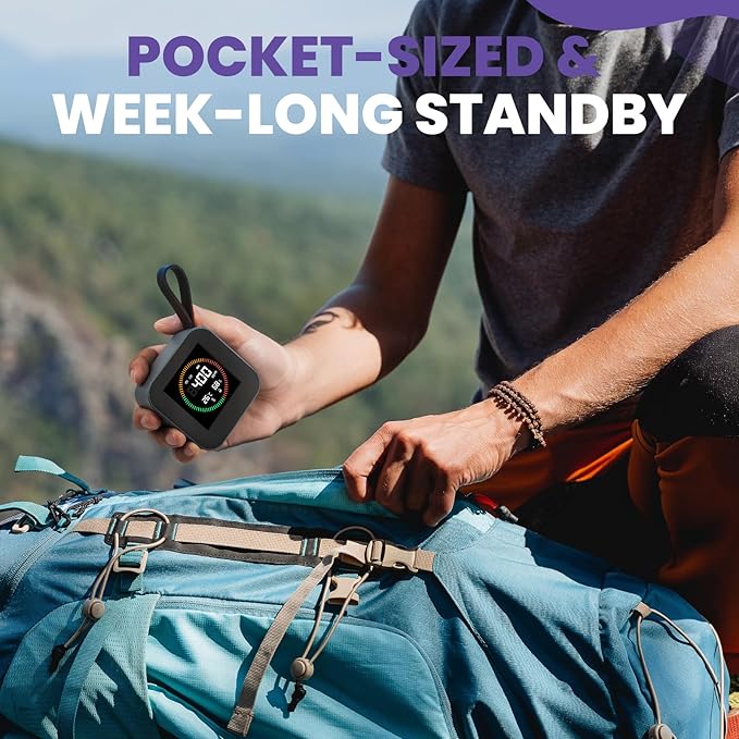 Portable Carbon Monoxide Detector for Travel & Home‌ | UL-Compliant ‌CO Detector‌ Temperature/Humidity Sensor, Rechargeable ‌Battery Powered CO Detector‌ for Camping, RV, Hotel (1, Gray)