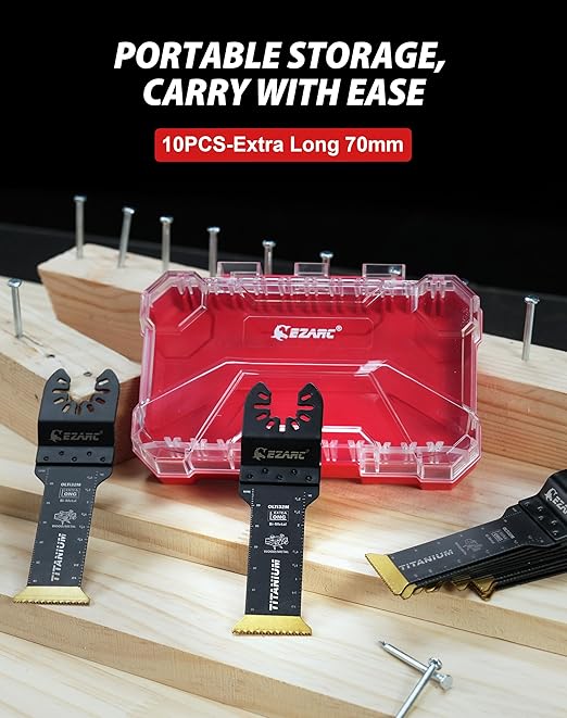 EZARC Titanium Oscillating Saw Blades, Extra-Long Oscillating Multitool Blades for Metal, Wood Nails, Screws Cutting, Plastic, 10 Pack