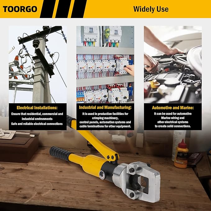 Cable Lug Crimping Tool, 6 AWG to 800 MCM Hydraulic Plier, 16 Ton Hand Crimping Tool for Wires, Terminal, Lug, Crimping Tool Kit with 12 Dies