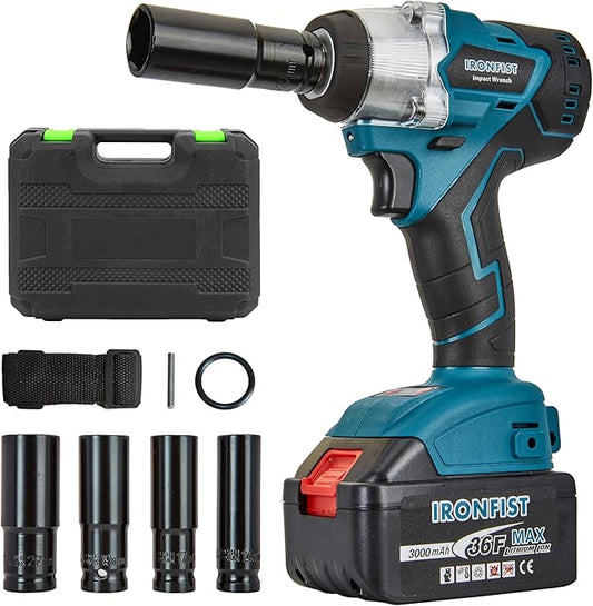 IRONFIST Cordless Impact Wrench, Electric Power Impact Screwdriver with 21V Lithium Battery Brushless Motor with 420Nm Torque