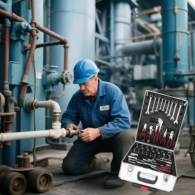 RYH 899pcs All-in-One Professional Tool Set & Rolling Tool Box Set - 4 Drawer Organizer Storage Case - Complete Home, Auto, Mechanic Tool Kit for DIY, Homeowner, Handyman Tool Set (Silver)