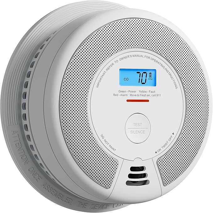 X-Sense Wireless Interconnected Combination Smoke and Carbon Monoxide Detector with LCD Display & 10-Year Battery, Over 820 ft Transmission Range, 3-Pack