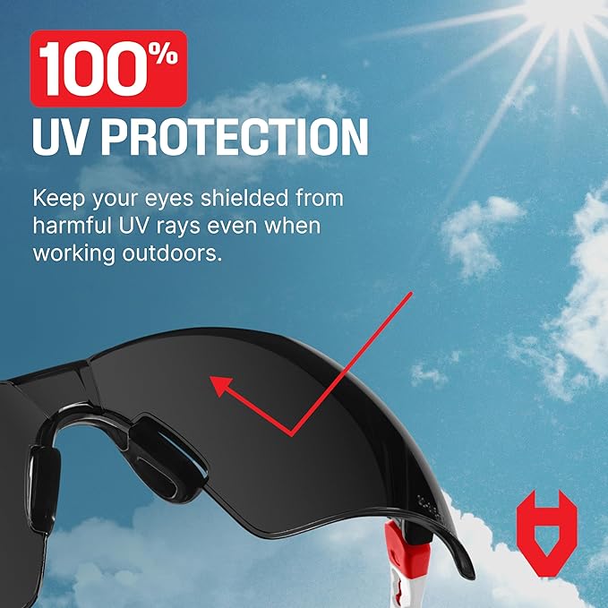 NoCry Safety Sunglasses with Green Tinted Wraparound Lenses; Tinted Safety Glasses for Men and Women with Adjustable Arms & No-Slip Grips; Work Glasses with UV 400 Protection; ANSI Z87.1 Rated