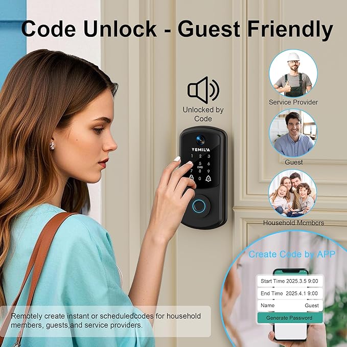 Smart Lock for Front Door: Keyless Entry Door Lock - Electronic Keypad for Exterior Door - Deadbolt Lever Alternative - Easy Installation