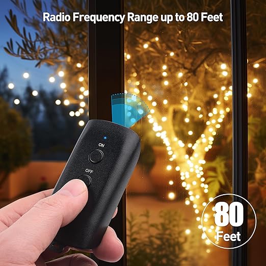 [ETL Listed] Cable Matters Weatherproof Indoor/Outdoor Remote Control Outlet with Dual Outlets & Low Profile Flat Plug - 80 ft Range, Black