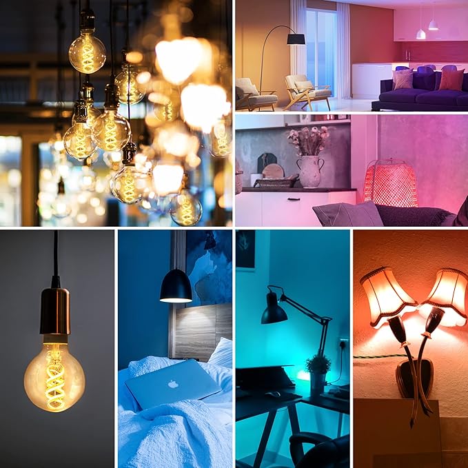 DiCUNO Smart Edison Bulb G80, Color Changing WiFi Smart Light Bulb, Vinatge Globe Filament Bulb Compatible with Alexa & Google, Dimmable with App, 50 Watt Equivalent 450LM, No Hub Required, 2 Pack