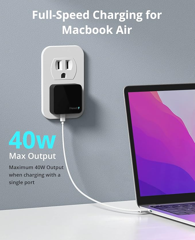 Nekmit Dual Port USB C Wall Charger, 40W PD Fast Charging USB C Wall Plug Adapter, Flat Thin Slim Charger Block for iPhone 14/14 Pro/14 Pro Max, Galaxy, MacBook Air, iPad, AirPods and More