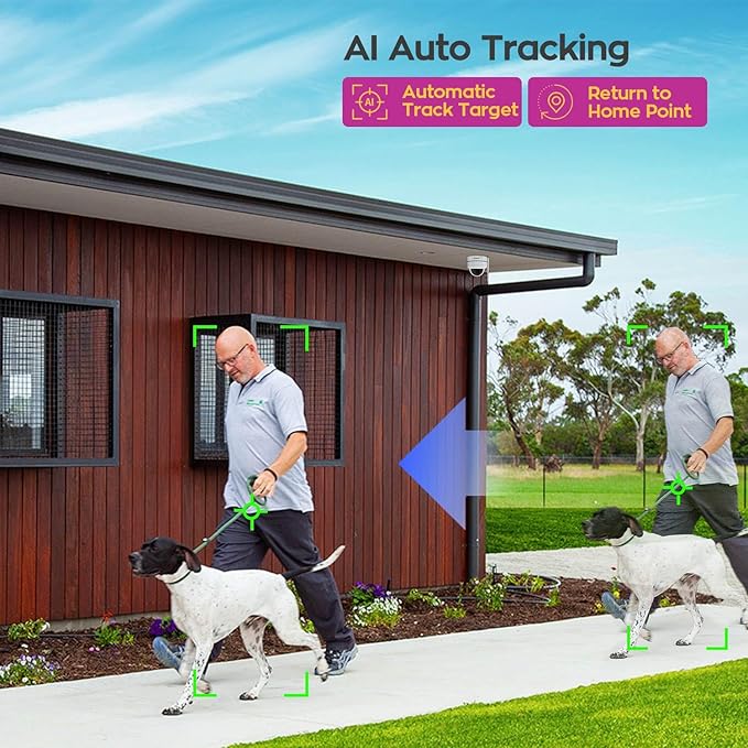 xmartO [AI Tracking Dome CAM] 10CH 2K HD Metal Dome PTZ Wireless Security Camera System, 8*Automatic Tracking, 2-Way Audio and Night Vision Camera, 10CH 4K Long Range WiFi 6 Surveillance DVR NVR Kit