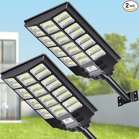 8000W Solar Street Light, 2 Pack Dusk to Dawn Solar Flood Lights Outdoor with Motion Sensor and Remote Control for Yard, Parking Lot, Garage, Street