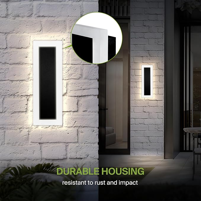 ASD LED 18" Long Wall Mount Light Fixture, Outdoor & Indoor Linear Sconce | 3CCT, Dimmable, Waterproof, Anti-Rust, ETL Listed | 18W 1570LM 3000-5000K 100-277V | Exterior Porch Lighting | Black, 2 Pack