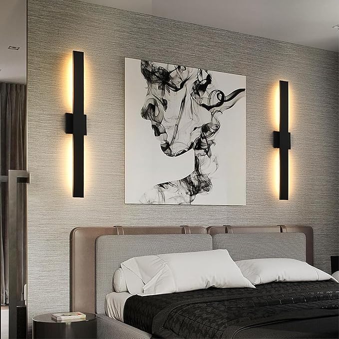 Upgraded 2-Pack 34in Black Long Modern LED Outdoor Wall Lights 3000K 4000K 5000K Dimmable Exterior Wall Sconce Outside Light fixtures for House Garage Front Door